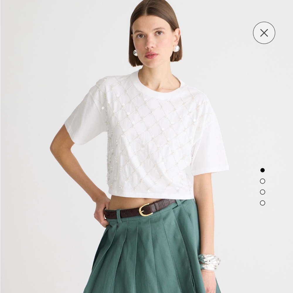 NWOT J. Crew Broken-In Jersey T-Shirt with Patterned Sequins White